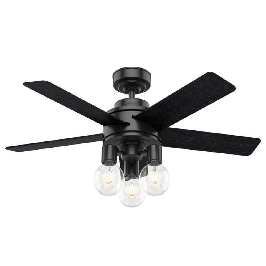 Ceiling Lighting * | Discount Hunter Fan Company Hunter 44 Hardwick Matte Black Ceiling Fan With Led Light Kit And Remote