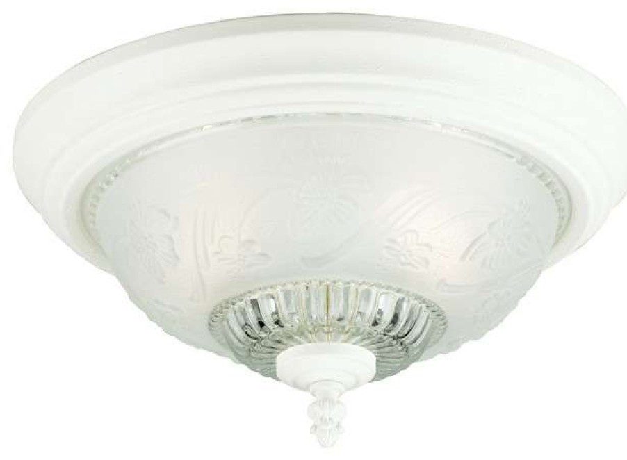 Ceiling Lighting * | Best Pirce Westinghouse 2-Light Flush Mount Floral & Leaf Glass Ceiling Fixture