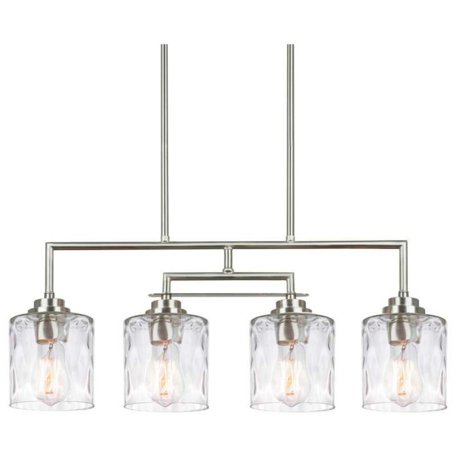 Kitchen & Cabinet Lighting * | New Kira Home Monroe 28 Island Light, Free Swinging Center Arm, Hammered Glass