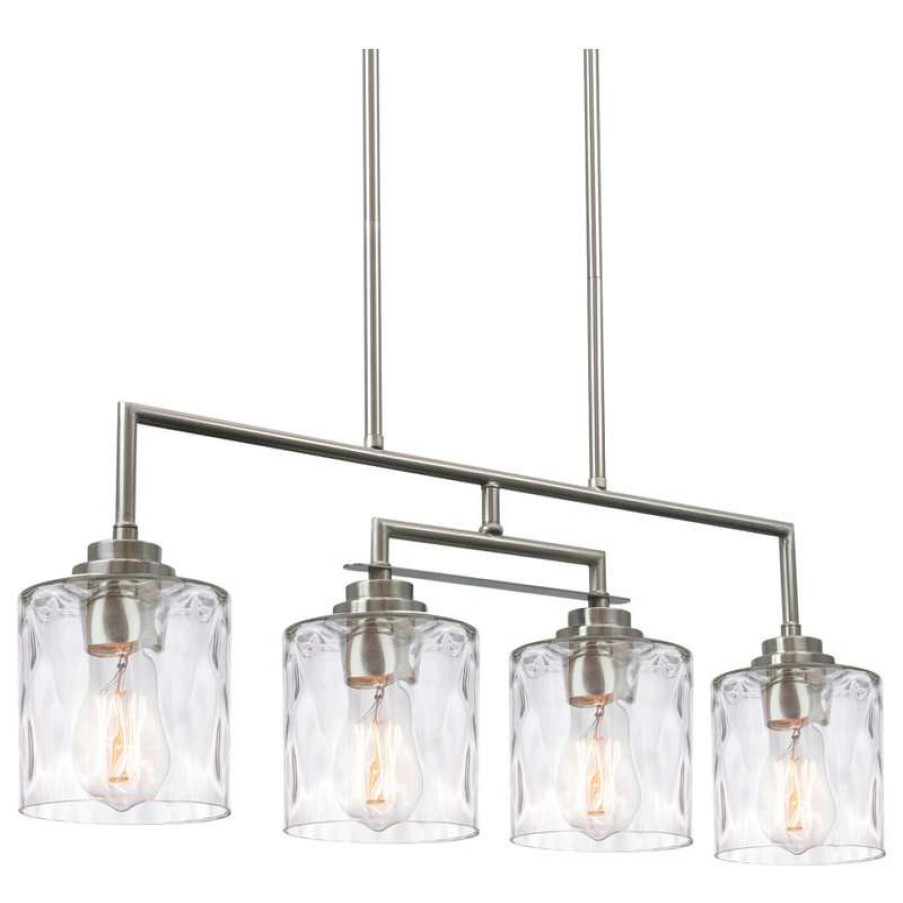 Kitchen & Cabinet Lighting * | New Kira Home Monroe 28 Island Light, Free Swinging Center Arm, Hammered Glass