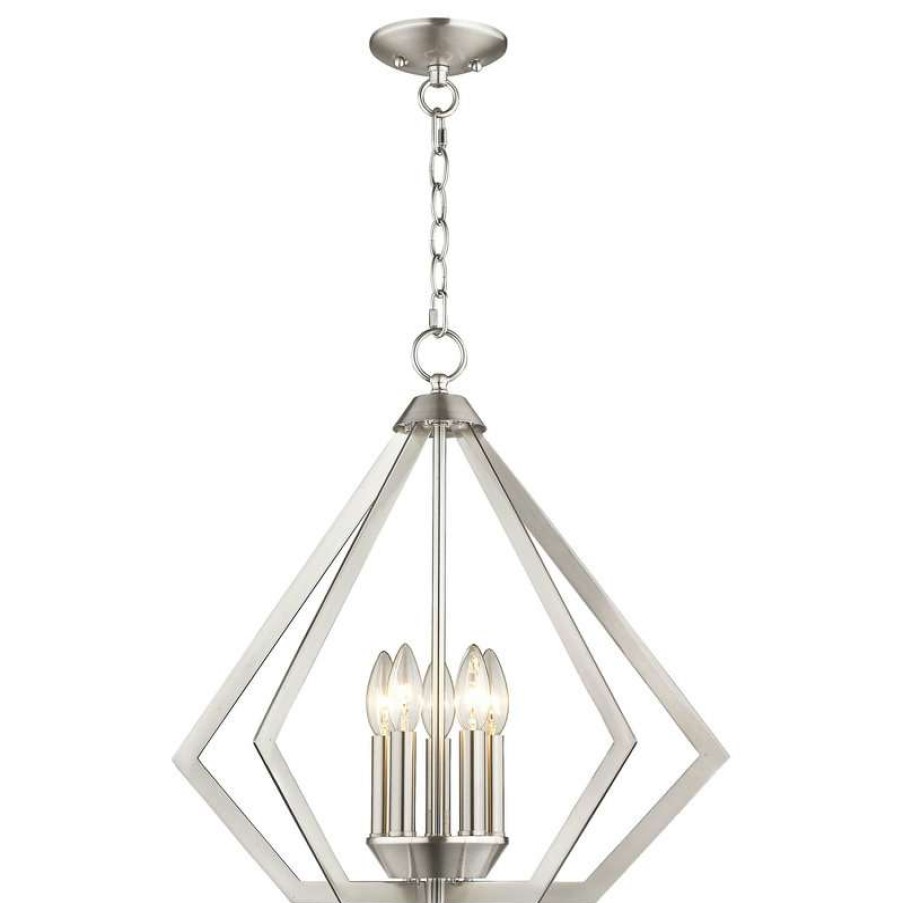 Ceiling Lighting * | Discount Livex Lighting Inc. Prism 5-Light Chandelier, Brushed Nickel