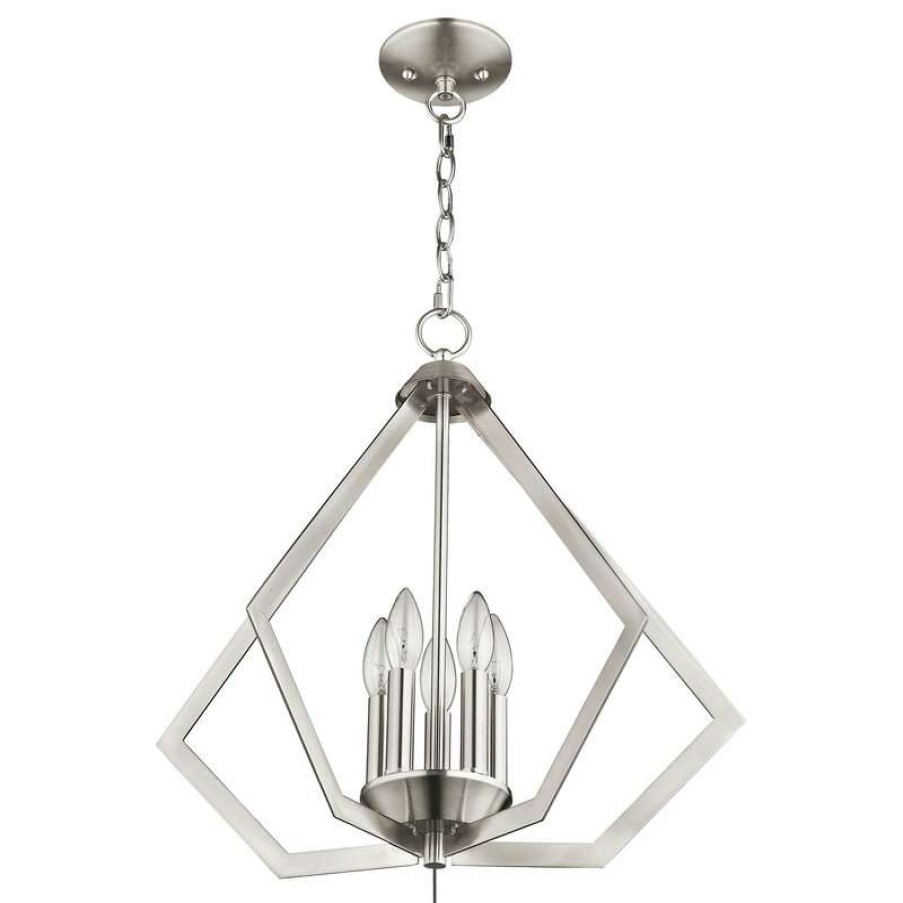 Ceiling Lighting * | Discount Livex Lighting Inc. Prism 5-Light Chandelier, Brushed Nickel