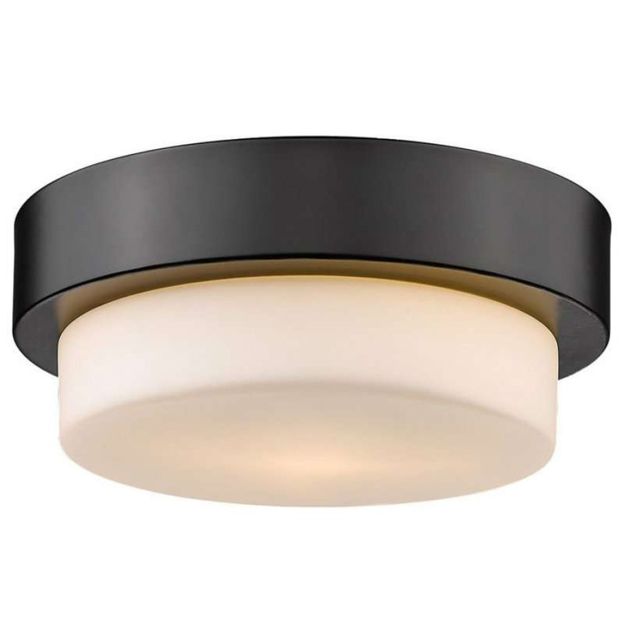 Ceiling Lighting * | Best Sale Golden Lighting Versa Flush Mount, Matte Black, 8.5