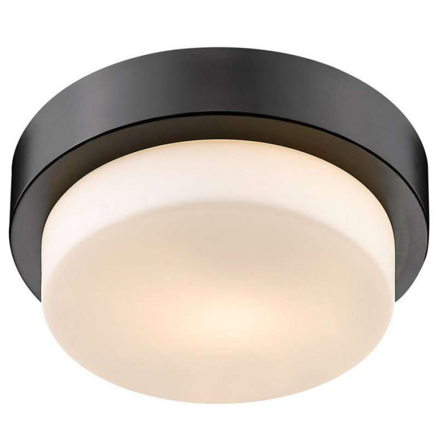 Ceiling Lighting * | Best Sale Golden Lighting Versa Flush Mount, Matte Black, 8.5