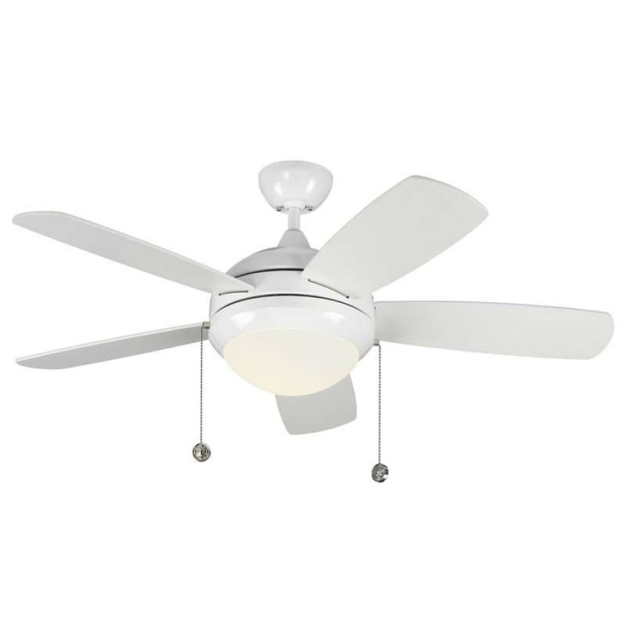 Ceiling Lighting * | Deals Monte Carlo 44 Discus Classic Ceiling Fan, White/Matte Opal