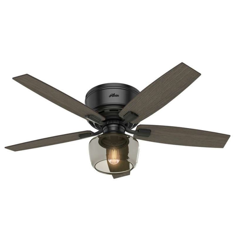 Ceiling Lighting * | Coupon Hunter Fan Company 52 Bennett Low Matte Black Ceiling Fan, Light/Remote