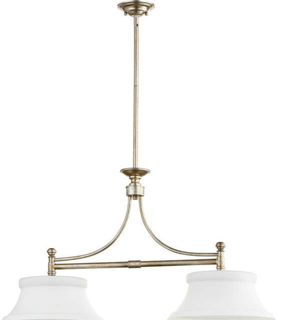 Kitchen & Cabinet Lighting * | Flash Sale Quorum International Rossington 2-Light Isle Island Fixture, Aged Silver Leaf