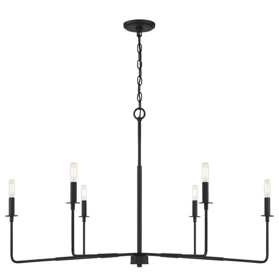 Ceiling Lighting * | Cheap Savoy House Salerno 6-Light Matte Black Chandelier