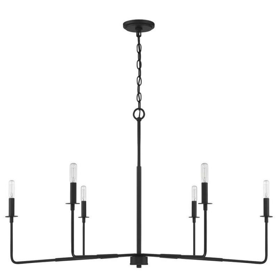 Ceiling Lighting * | Cheap Savoy House Salerno 6-Light Matte Black Chandelier