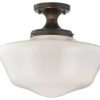 Ceiling Lighting * | Discount Destination Lighting 16-Inch Wide Schoolhouse Ceiling Light In Bronze Finish