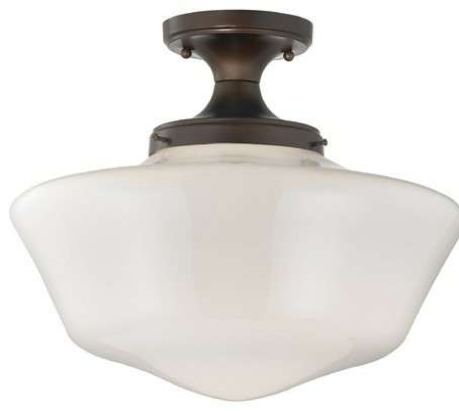 Ceiling Lighting * | Discount Destination Lighting 16-Inch Wide Schoolhouse Ceiling Light In Bronze Finish