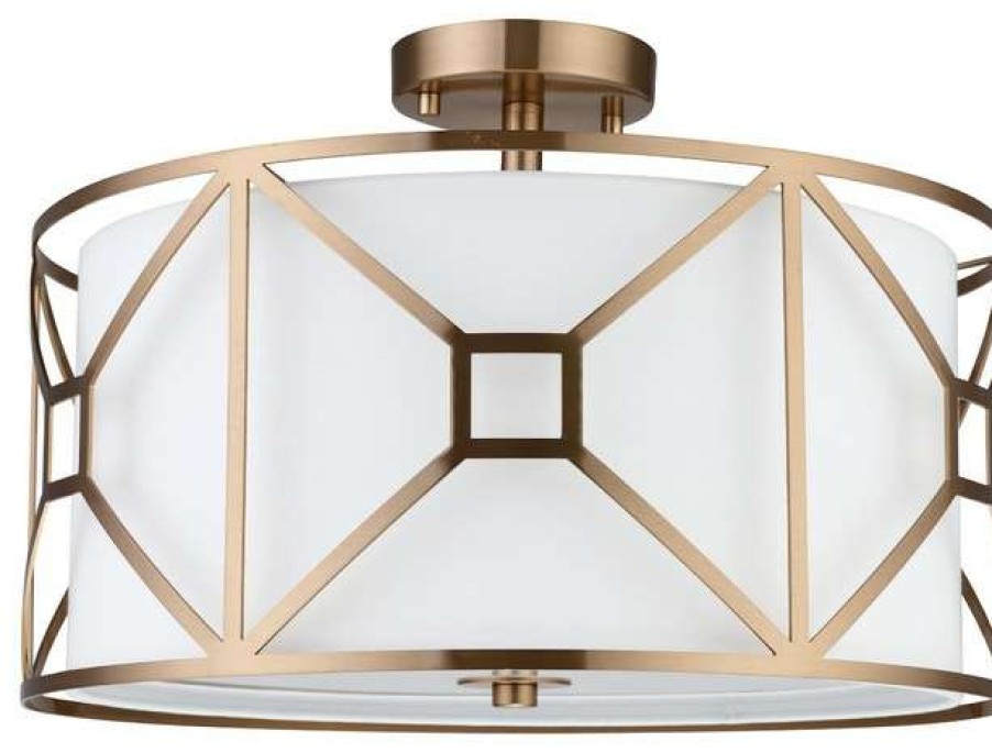 Ceiling Lighting * | Promo Woodbridge Lighting Inc. Regan 3-Light Semi-Flush, Brass, Medium, Led