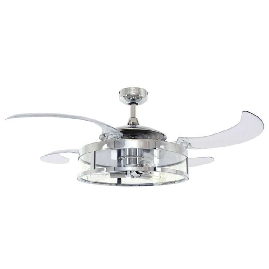 Ceiling Lighting * | Promo Beacon Lighting Fanaway Classic Retractable 4-Blade Ceiling Fan, Chrome And Clear