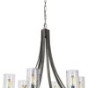 Ceiling Lighting * | Deals Feiss Angelo 6 Light Chandelier, Distressed Weathered Oak And Slated Gray Metal