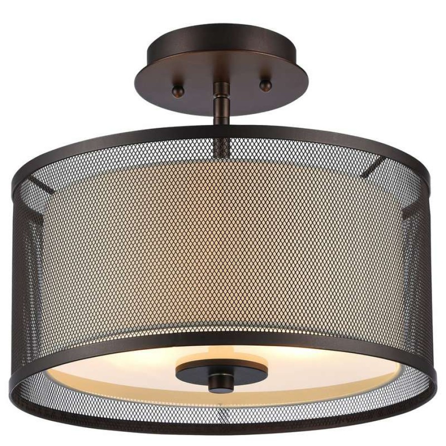 Ceiling Lighting * | Hot Sale Chloe Lighting, Inc. Audrey Transitional 2-Light Rubbed Bronze Semi-Flush Ceiling Fixture