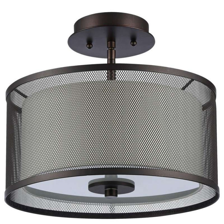 Ceiling Lighting * | Hot Sale Chloe Lighting, Inc. Audrey Transitional 2-Light Rubbed Bronze Semi-Flush Ceiling Fixture