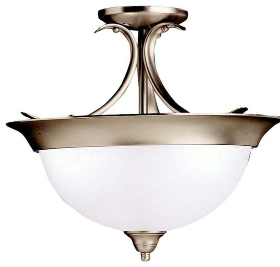 Ceiling Lighting * | Buy Kichler Dover Semi Flush 3-Light, Brushed Nickel