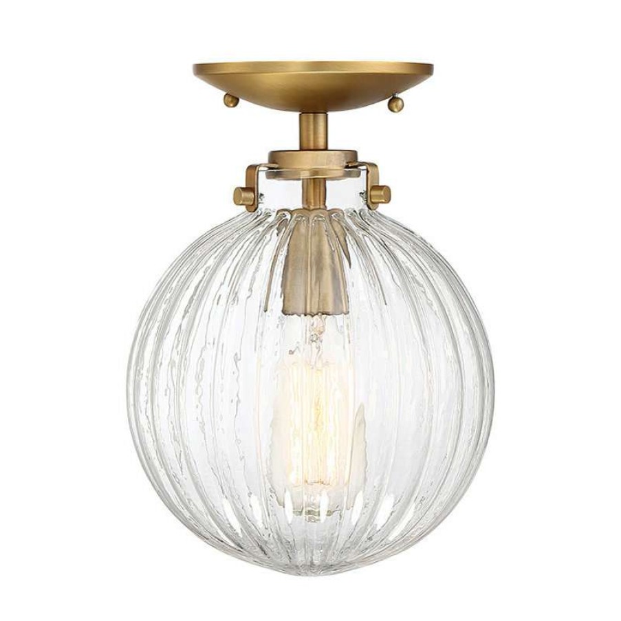 Ceiling Lighting * | Best Sale Helmsman Lighting Works 1-Light Semi-Flush Mount, Natural Brass