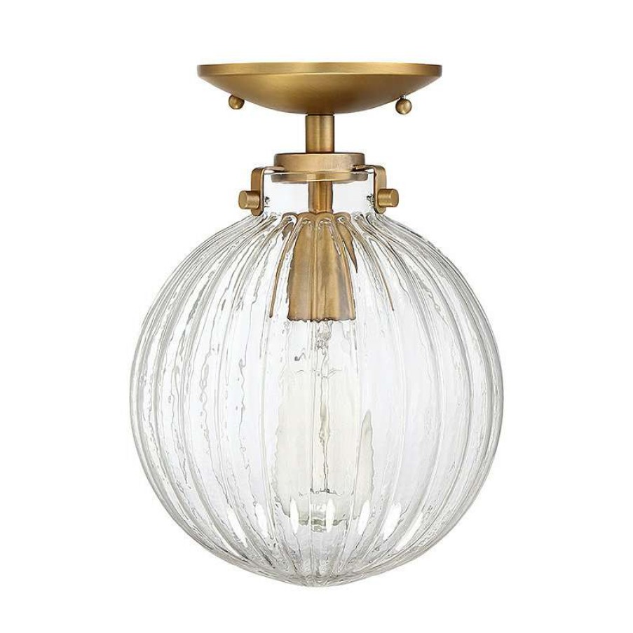 Ceiling Lighting * | Best Sale Helmsman Lighting Works 1-Light Semi-Flush Mount, Natural Brass