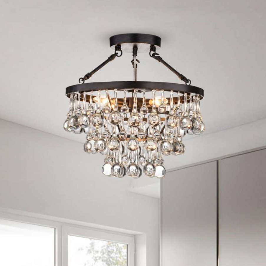 Ceiling Lighting * | Brand New Greenville Signature Ariane 5-Light Black Semi Flush Mount