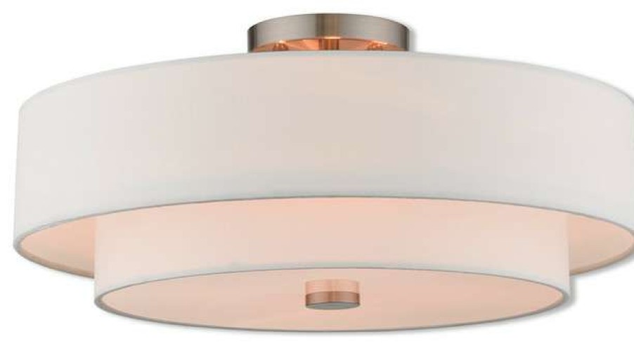 Ceiling Lighting * | Coupon Livex Lighting Inc. 4 Light Ceiling Mount, Brushed Nickel