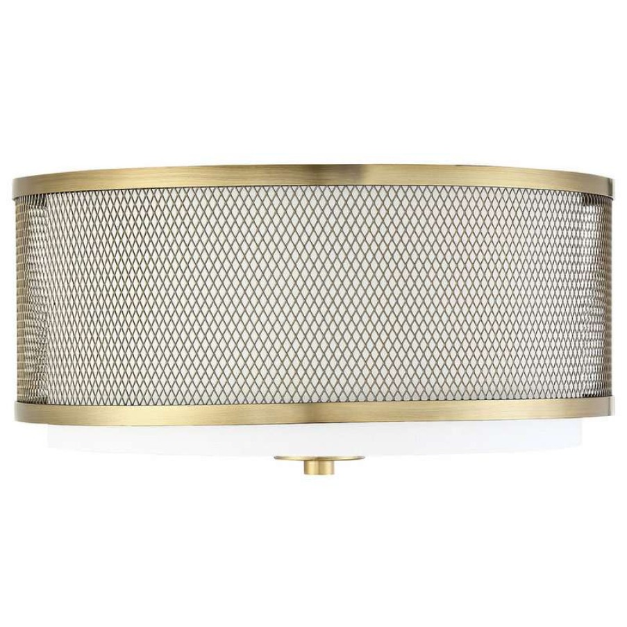 Ceiling Lighting * | Wholesale Helmsman Lighting Works 3-Light Flush Mount, Natural Brass