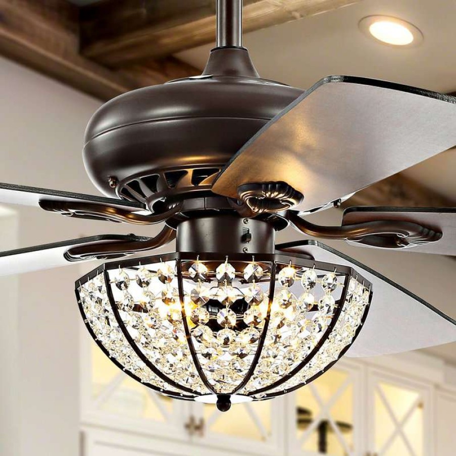 Ceiling Lighting * | New Jonathan Y Joanna 52 3-Light Led Ceiling Fan With Remote, Oil Rubbed Bronze