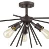 Ceiling Lighting * | Top 10 Moose.Lighting Levanto Mid-Century Modern 3-Light Sputnik 20-In Semi Flush Mount Ceiling Light,