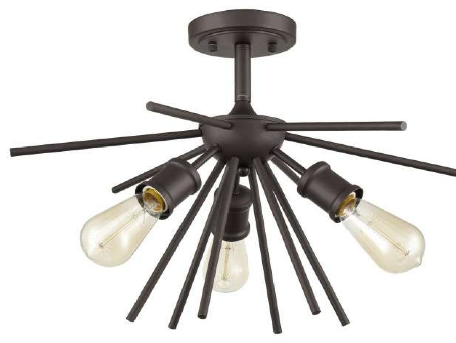 Ceiling Lighting * | Top 10 Moose.Lighting Levanto Mid-Century Modern 3-Light Sputnik 20-In Semi Flush Mount Ceiling Light,