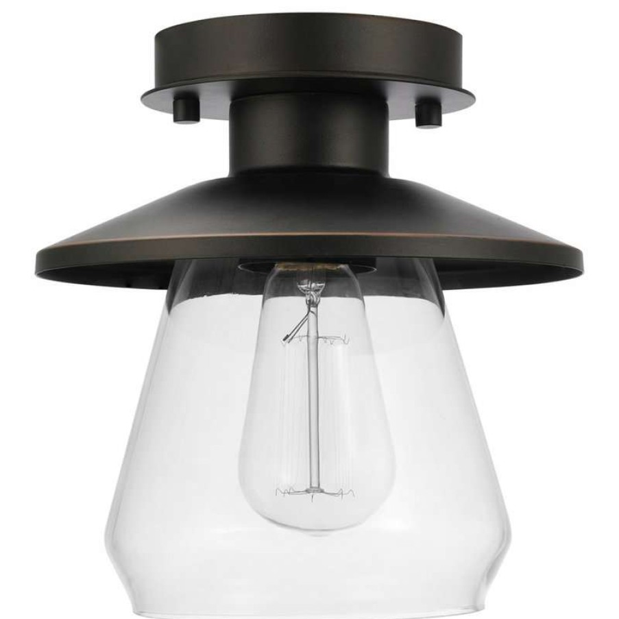 Ceiling Lighting * | Wholesale Globe Electric Nate 1-Light Oil Rubbed Bronze Semi-Flush Mount Ceiling Light