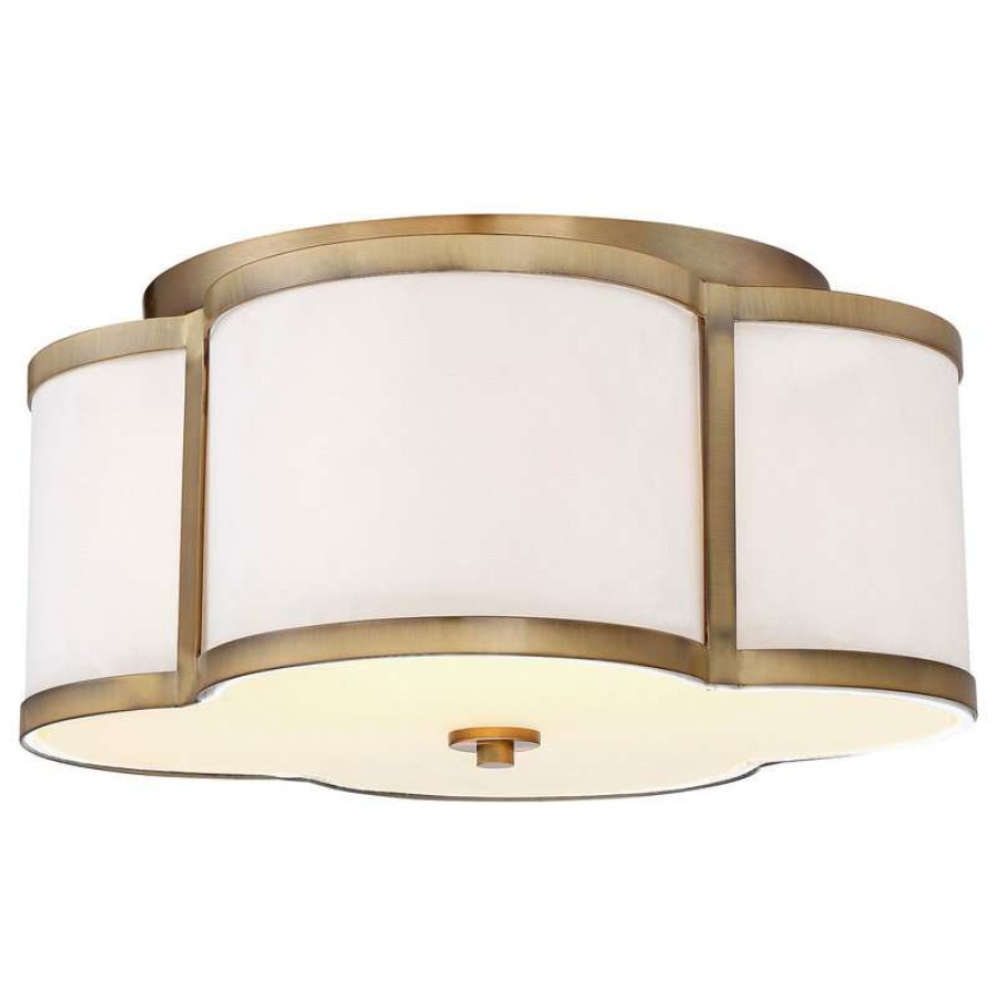 Ceiling Lighting * | Flash Sale Trade Winds Lighting Trade Winds Quatrefoil Flush Mount Ceiling Light In Natural Brass