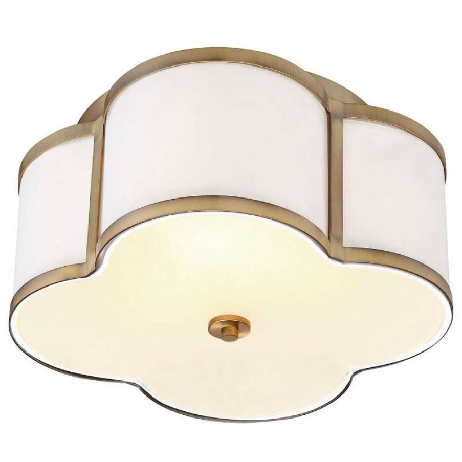 Ceiling Lighting * | Flash Sale Trade Winds Lighting Trade Winds Quatrefoil Flush Mount Ceiling Light In Natural Brass