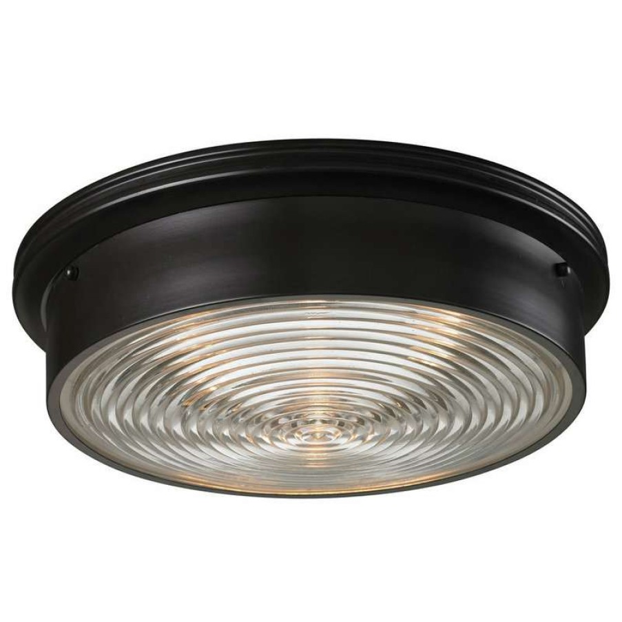 Ceiling Lighting * | Best Reviews Of Elk Home Chadwick 3-Light Flush Mount, Oiled Bronze