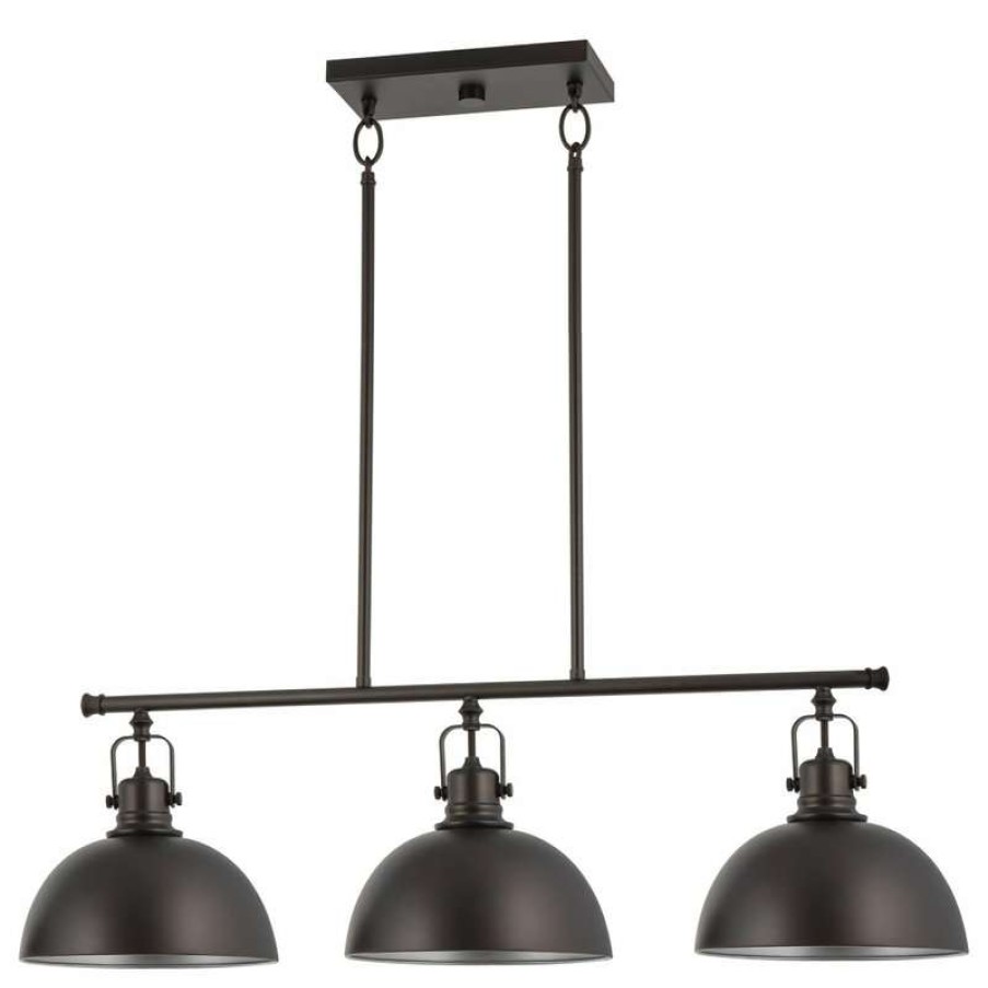 Kitchen & Cabinet Lighting * | Deals Kira Home Belle 34 Kitchen Island Light, Dome Shades, Swivel Joints, Oil Rubbed