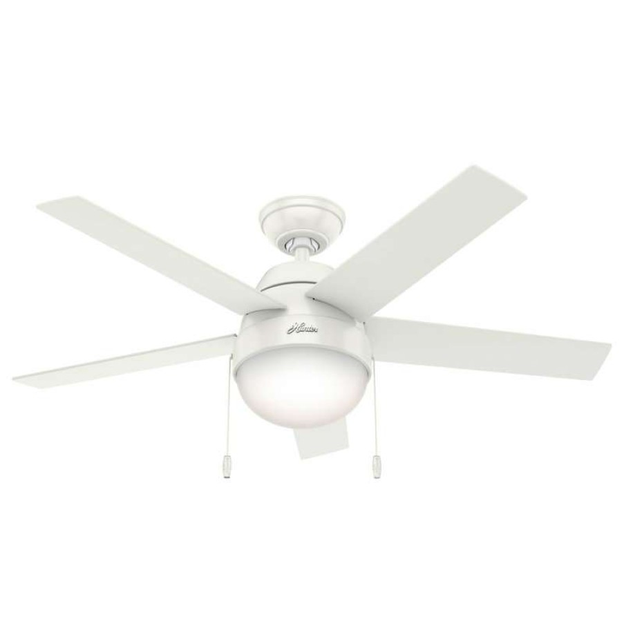 Ceiling Lighting * | Best Sale Hunter Fan Company 46 Anslee Fresh White Ceiling Fan With Light