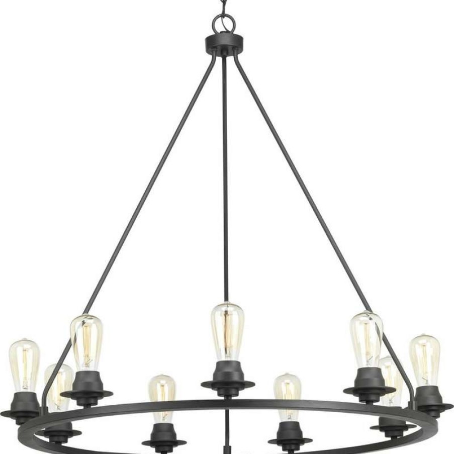 Ceiling Lighting * | Budget Progress Lighting Debut 9-Light Chandelier, Graphite