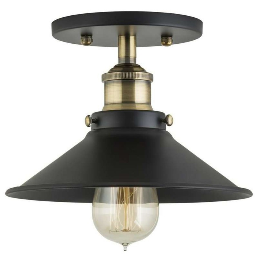 Ceiling Lighting * | New Linea Di Liara Andante Industrial Semi Flushmount Ceiling Lamp, Antique Brass