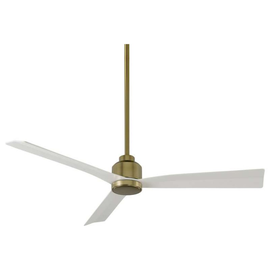 Ceiling Lighting * | Brand New Wac Lighting Clean Indoor/Outdoor 3-Blade Smart Ceiling Fan 54 Brass/White, Without Light