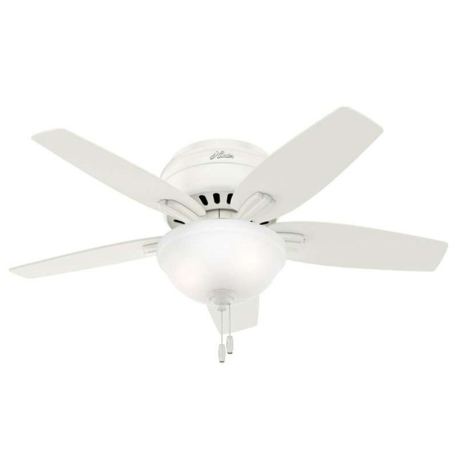 Ceiling Lighting * | Coupon Hunter Fan Company Newsome Low Profile Fresh White Ceiling Fan With Light, 42