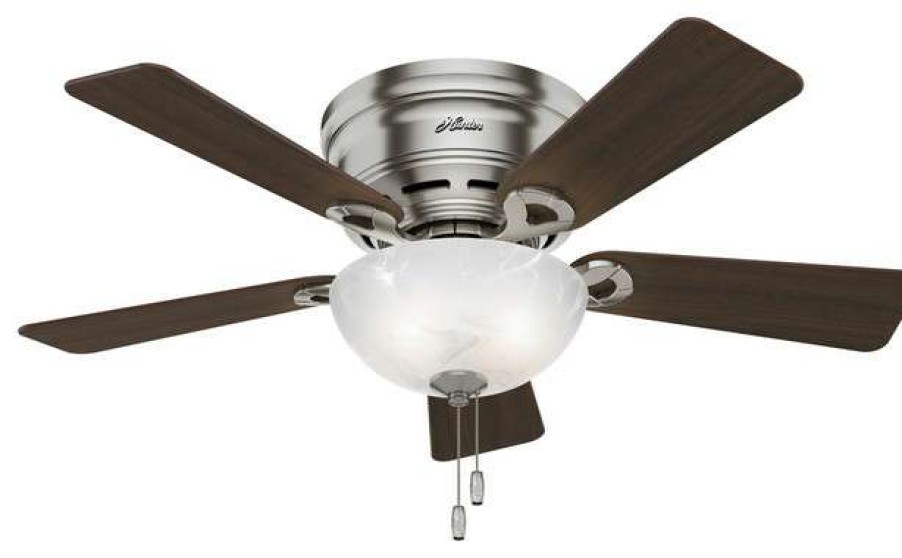 Ceiling Lighting * | Outlet Hunter Fan Company Hunter Haskell 42 2-Light Ceiling Fan In Brushed Nickel