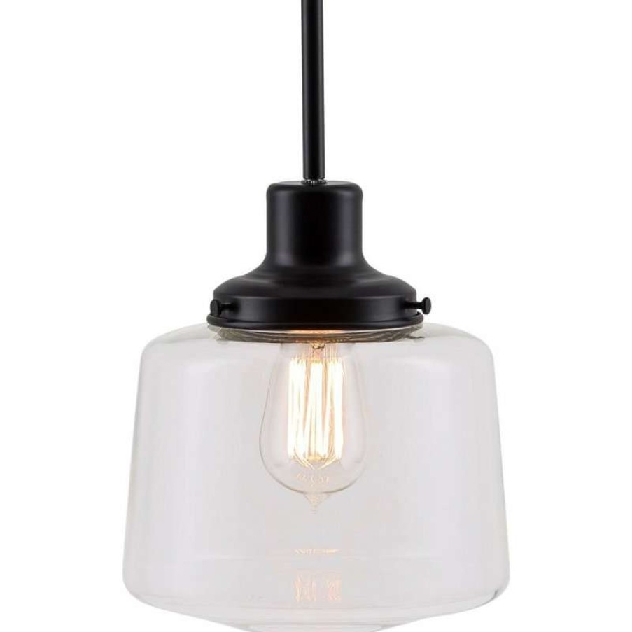 Ceiling Lighting * | Top 10 Linea Di Liara Scolare Pendant Light With Bulb, Black