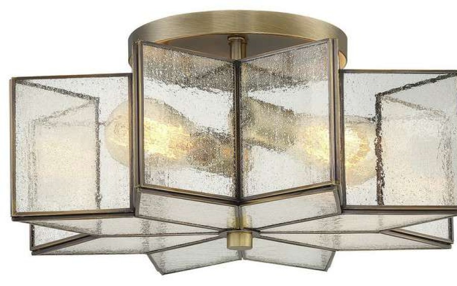 Ceiling Lighting * | Wholesale Trade Winds Lighting Trade Winds Stella Star Semi-Flush Mount Ceiling Light In Natural Brass