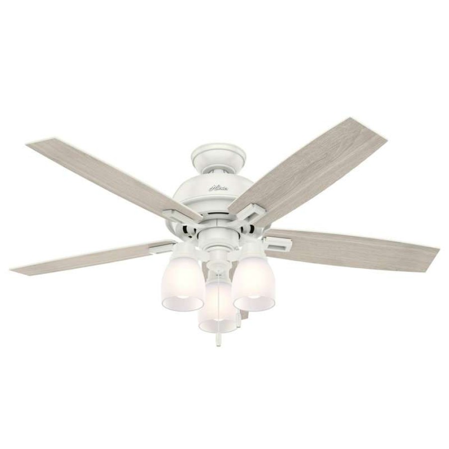 Ceiling Lighting * | Budget Hunter Fan Company 52 Donegan With 3 Lights Fresh White Ceiling Fan With Light