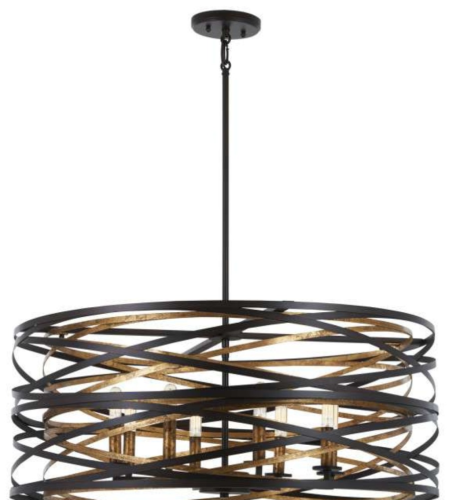 Ceiling Lighting * | Cheap Minka Aire Minka Lavery Vortic Flow 4677-111 8 Lights Pendant, Dark Bronze