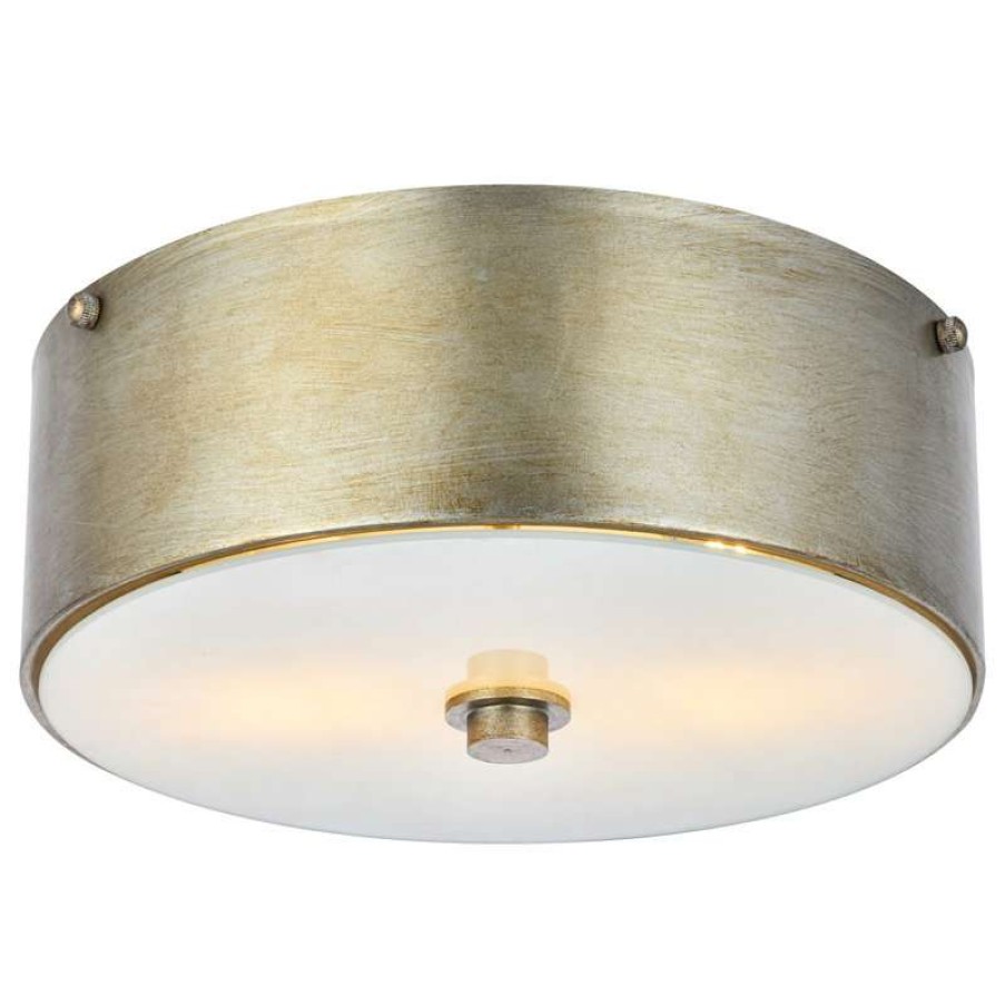 Ceiling Lighting * | Hot Sale Elegant Furniture & Lighting Hazen 2-Light 12 Flush Mount, Vintage Silver