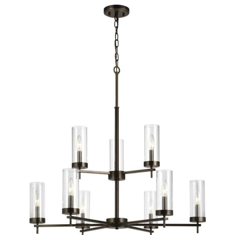 Ceiling Lighting * | Brand New Generation Lighting Zire 9-Light Chandelier, Brushed Oil Rubbed Bronze