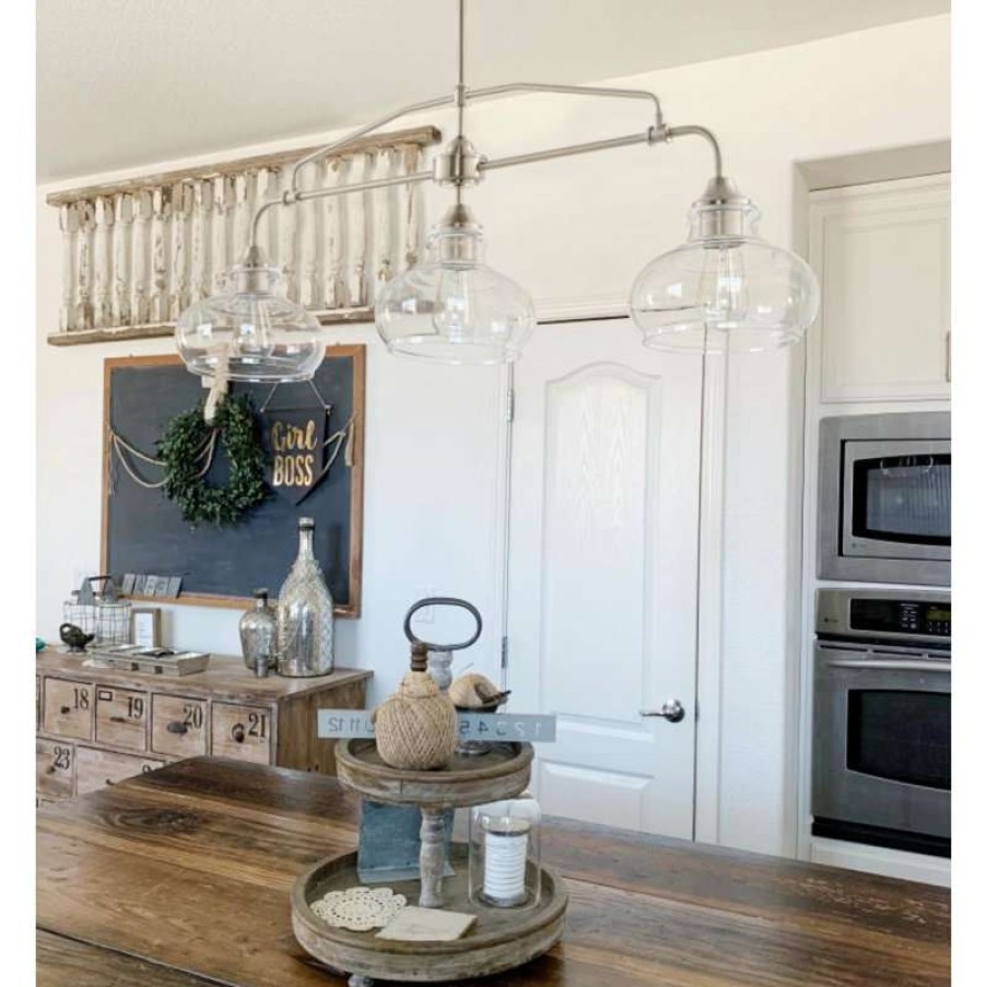 Kitchen & Cabinet Lighting * | Flash Sale Kira Home Harlow 37.5 Farmhouse / Schoolhouse Island Light, Glass Shades