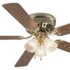 Ceiling Lighting * | Discount Hardware House Bermuda 52 Flush Mount Ceiling Fan, Bright Brass