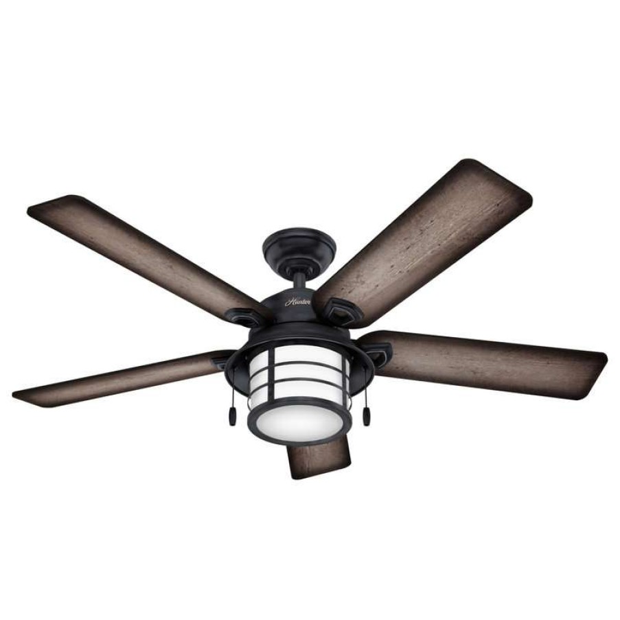 Ceiling Lighting * | Best Pirce Hunter Fan Company 54 Key Biscayne Weathered Zinc Ceiling Fan With Light