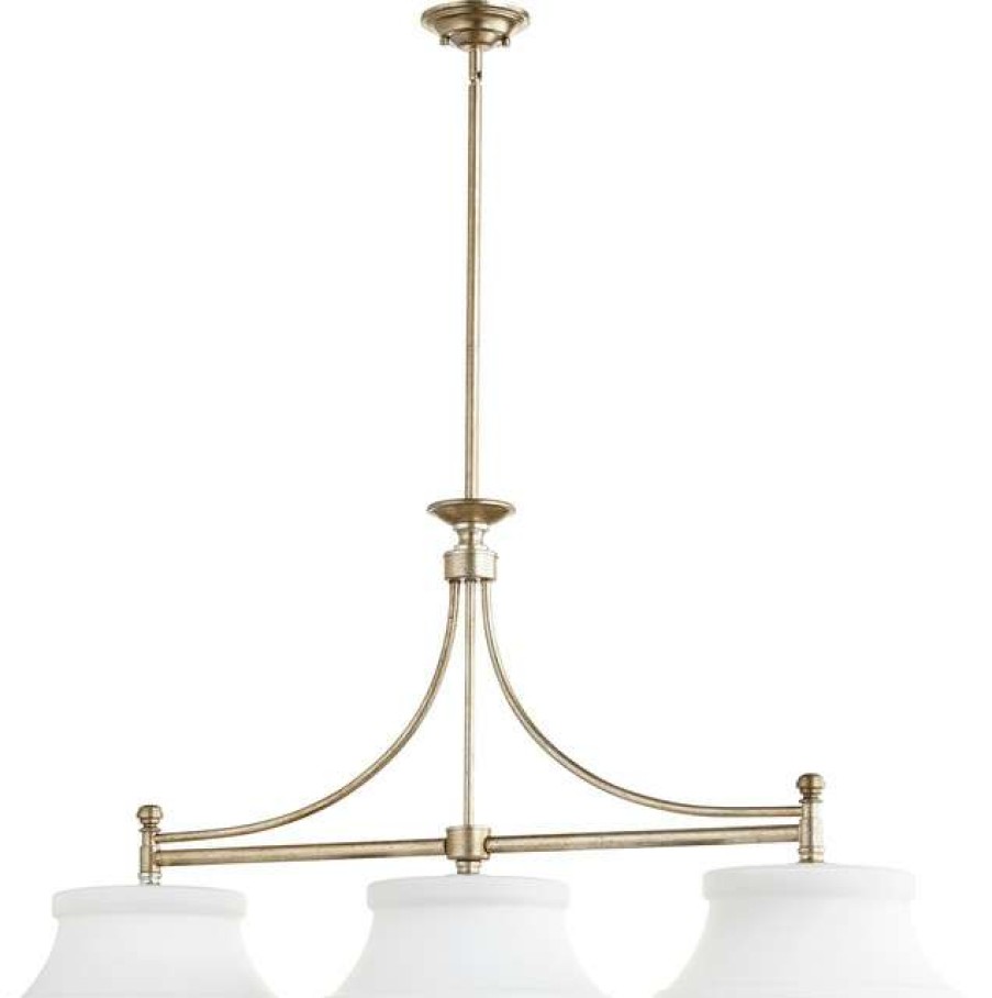 Kitchen & Cabinet Lighting * | Hot Sale Quorum International Rossington 3-Light Isle Island Fixture, Aged Silver Leaf